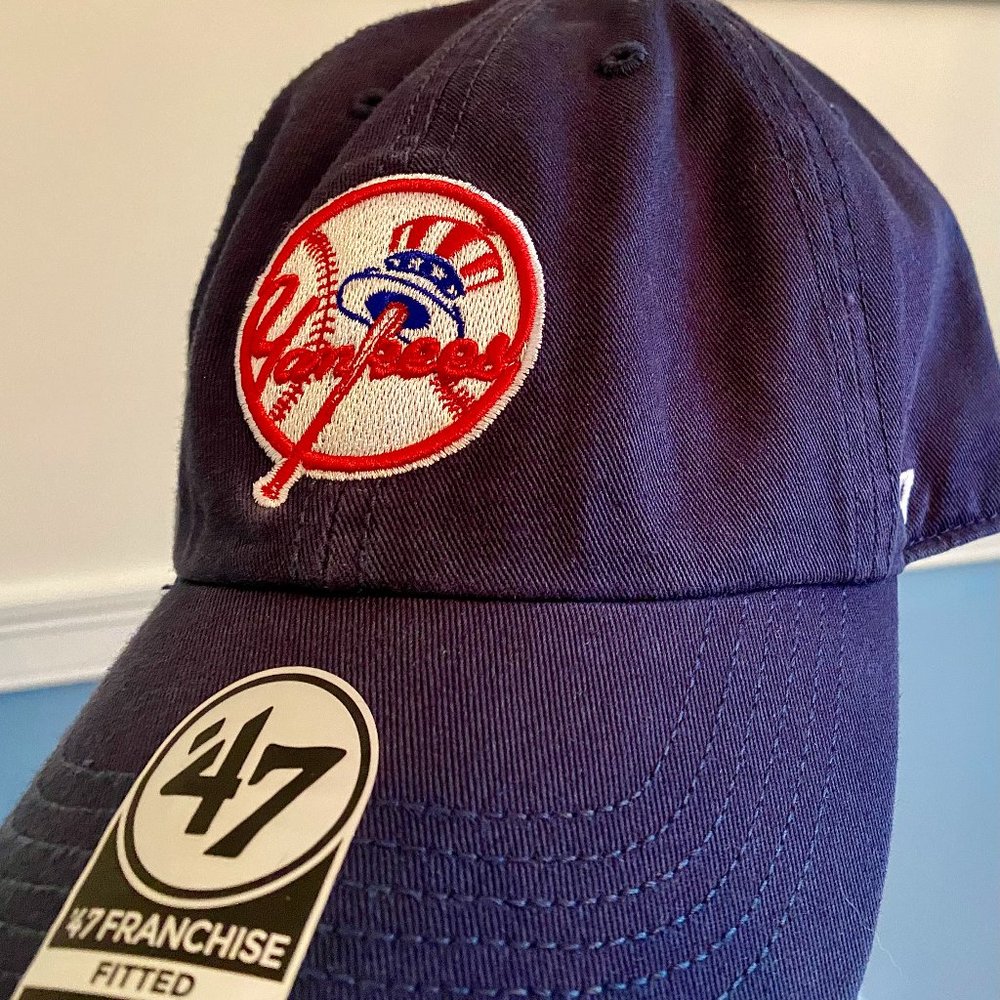 Sz M XL or 2x New York Yankees THROWBACK '47 Brand Navy Fitted Franchise Hat Cap